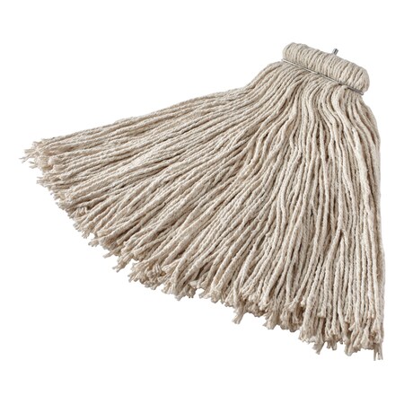 Rubbermaid Commercial Non-Launderable Cotton/Synthetic Cut-End Wet Mop Heads, 16 oz, White FGF16600WH00